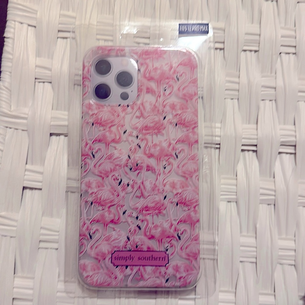 iPhone 12 Pro Max Pink & Clear Flamingo Case. Simply Southern Brand.